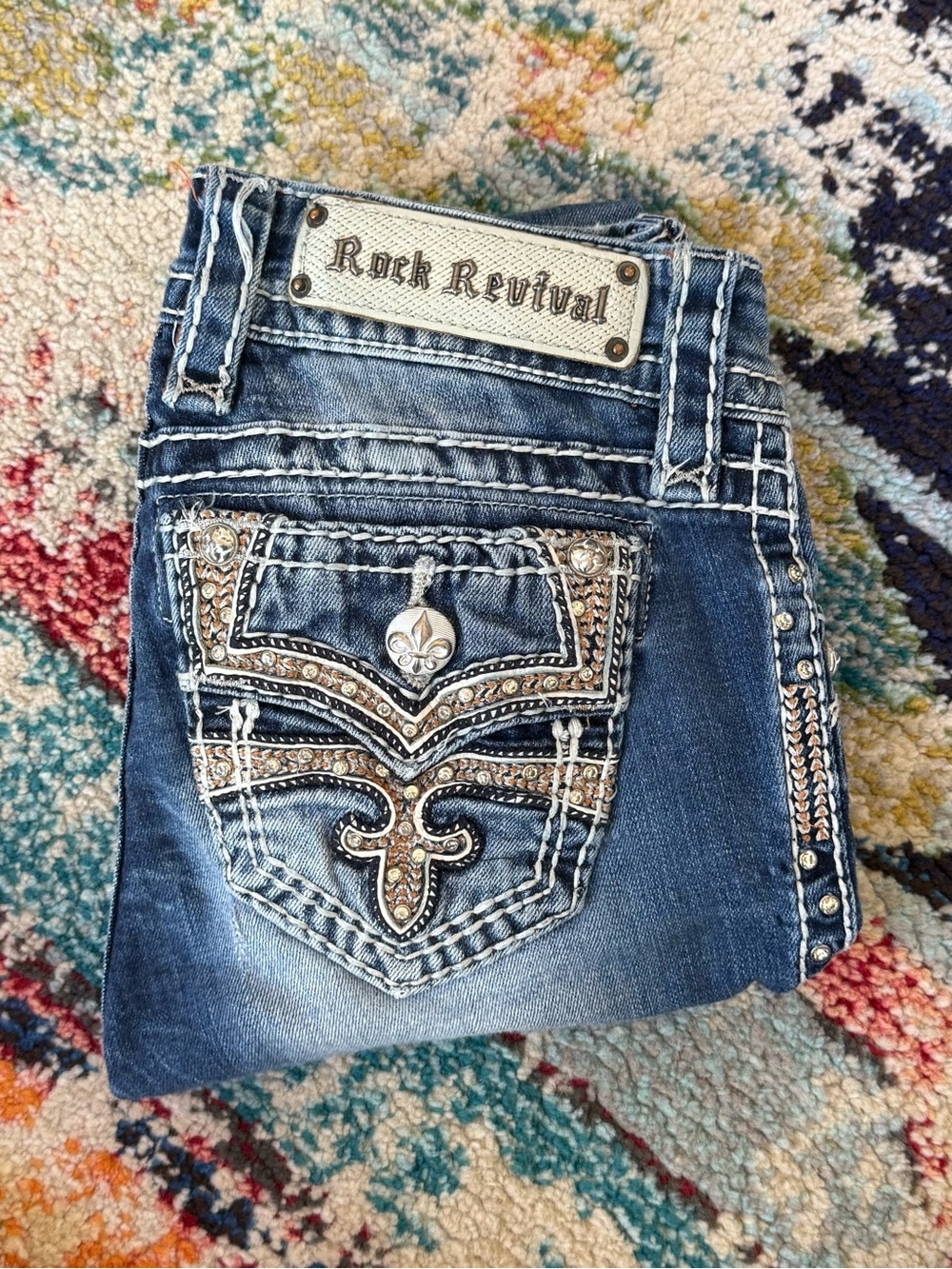 Rock Revival Celinda Rhinestone Skinny Jeans Women’s Size 24